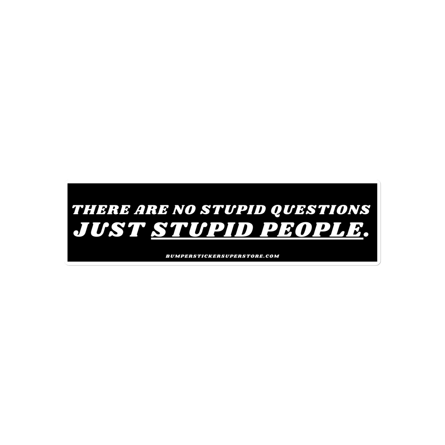 There are no stupid questions just stupid people. Viral Bumper Sticker - Bumper Sticker Superstore - Funny Bumper Sticker - LIfestyle Apparel Brands