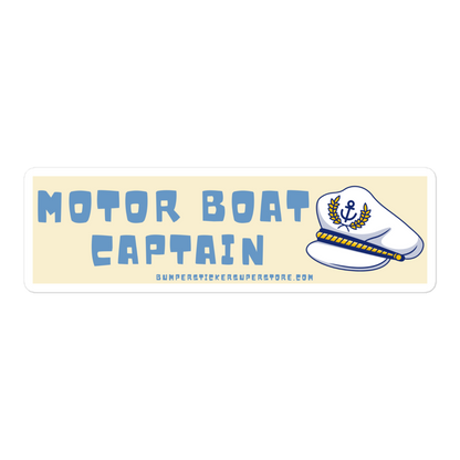 Motor Boat Captain. Viral Bumper Sticker - Bumper Sticker Superstore - Funny Bumper Sticker - LIfestyle Apparel Brands