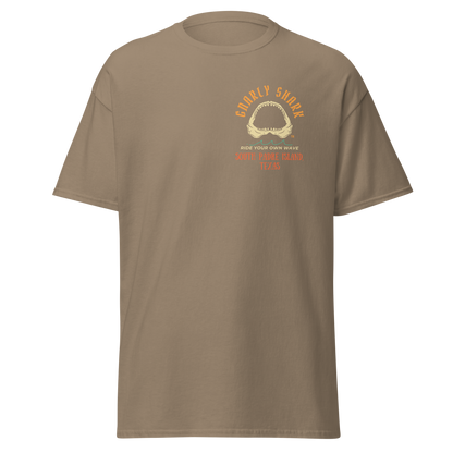 Gnarly Shark South Padre Island Texas T-Shirt - Front / Back - Gildan classic 5000