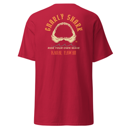 Gnarly Shark Kauai Hawaii T-Shirt - Front / Back - Gildan classic 5000