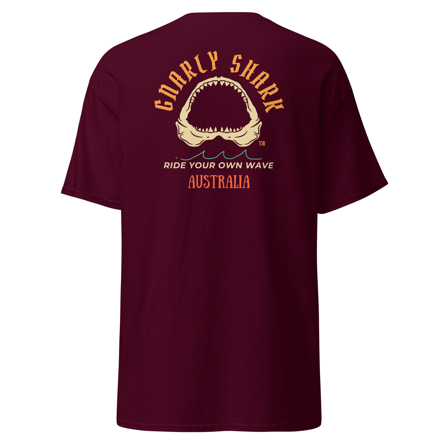 Gnarly Shark Australia T-Shirt - Front / Back - Gildan classic 5000