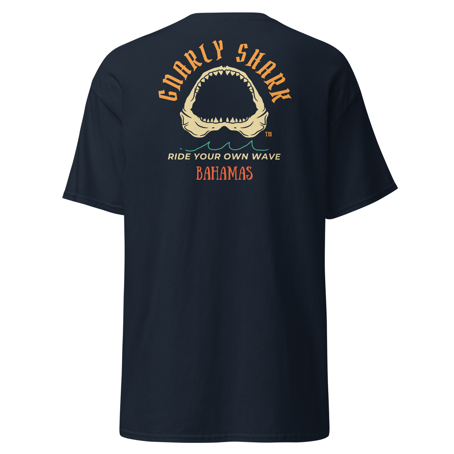 Gnarly Shark T-Shirt - Bahamas Front / Back - Gildan classic 5000