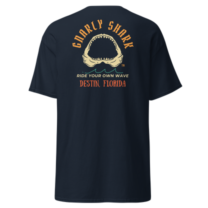 Gnarly Shark Destin Florida T-Shirt - Front / Back - Gildan classic 5000
