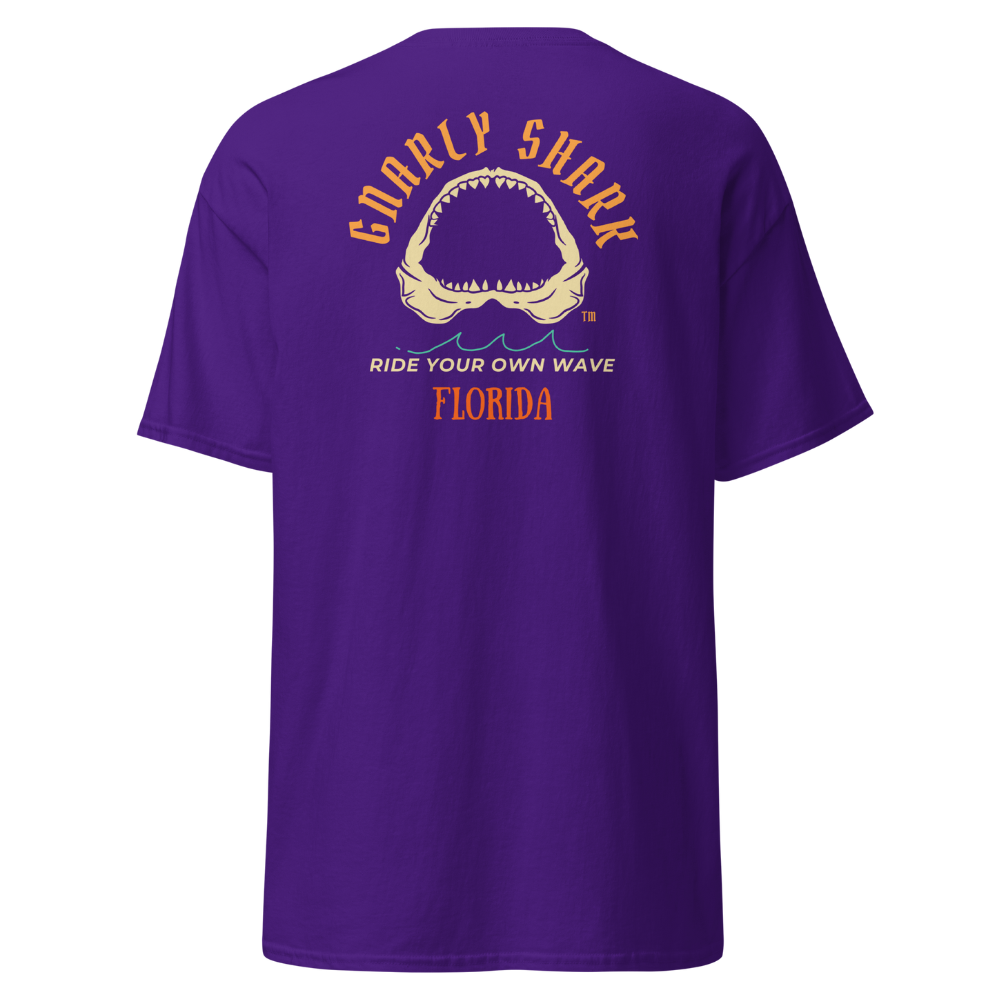 Gnarly Shark Florida T-Shirt - Front / Back - Gildan classic 5000
