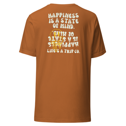Life's a Trip Co.™ Happiness is a State of Mind | T-Shirt | Bella + Canvas 3001 front/back